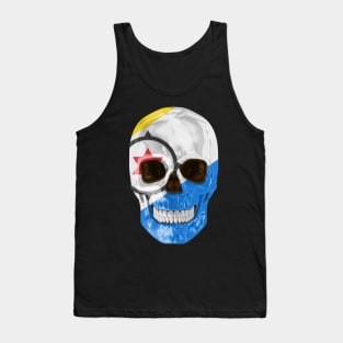 Bonaire Flag Skull - Gift for Bonaire Dutch With Roots From Bonaire Tank Top